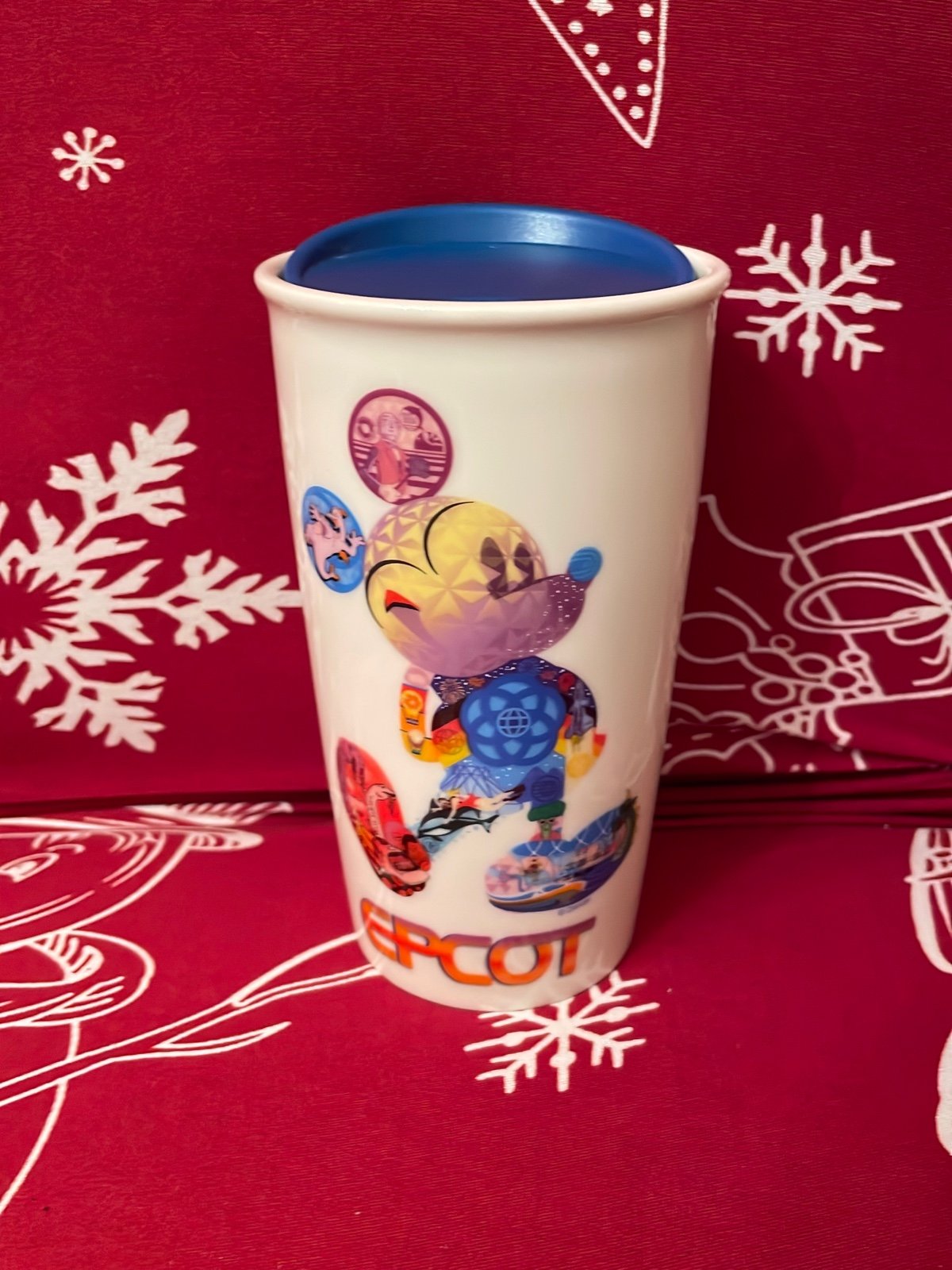 Disney Parks Starbucks Epcot Double Wall Ceramic Travel Tumbler RARE