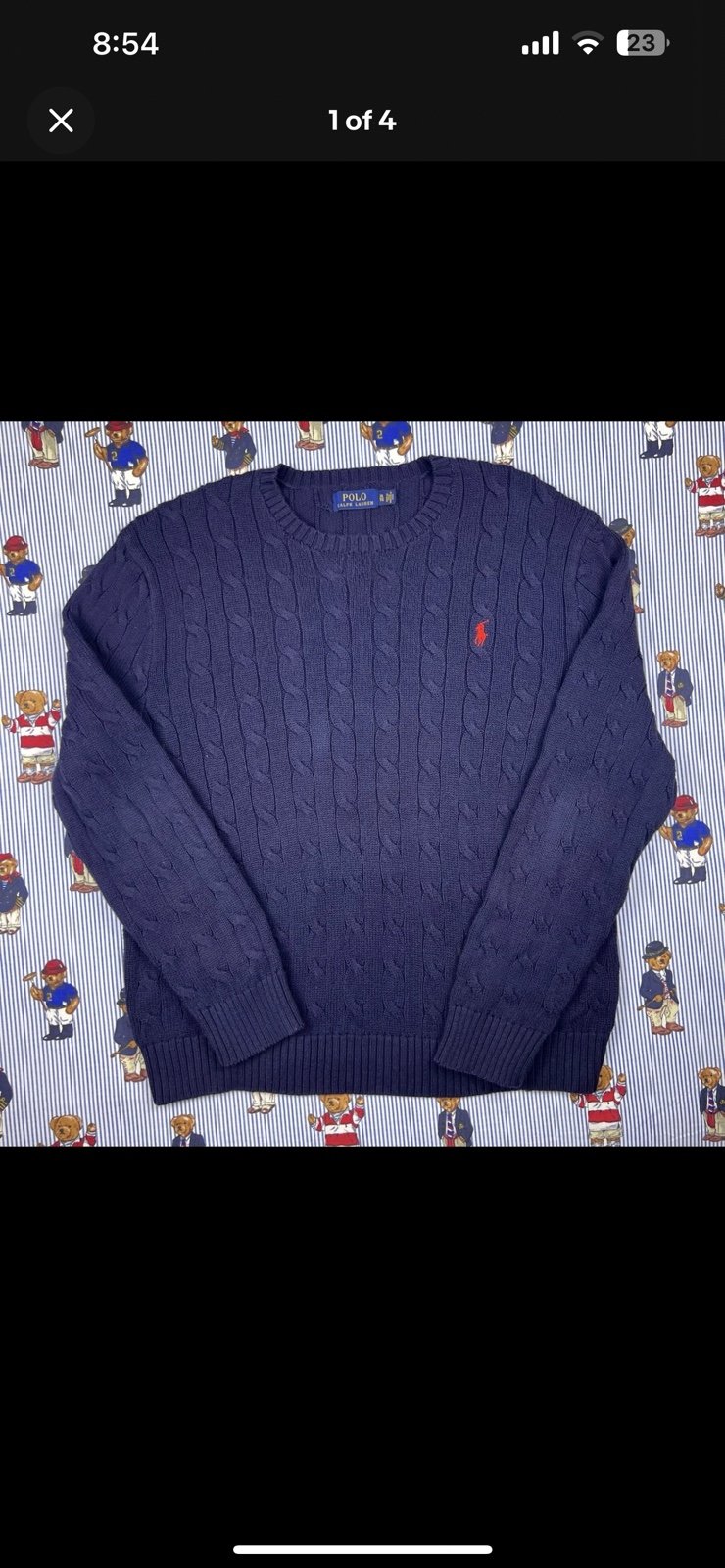 Polo Ralph Lauren Navy Cable Knit Sweater Size XL