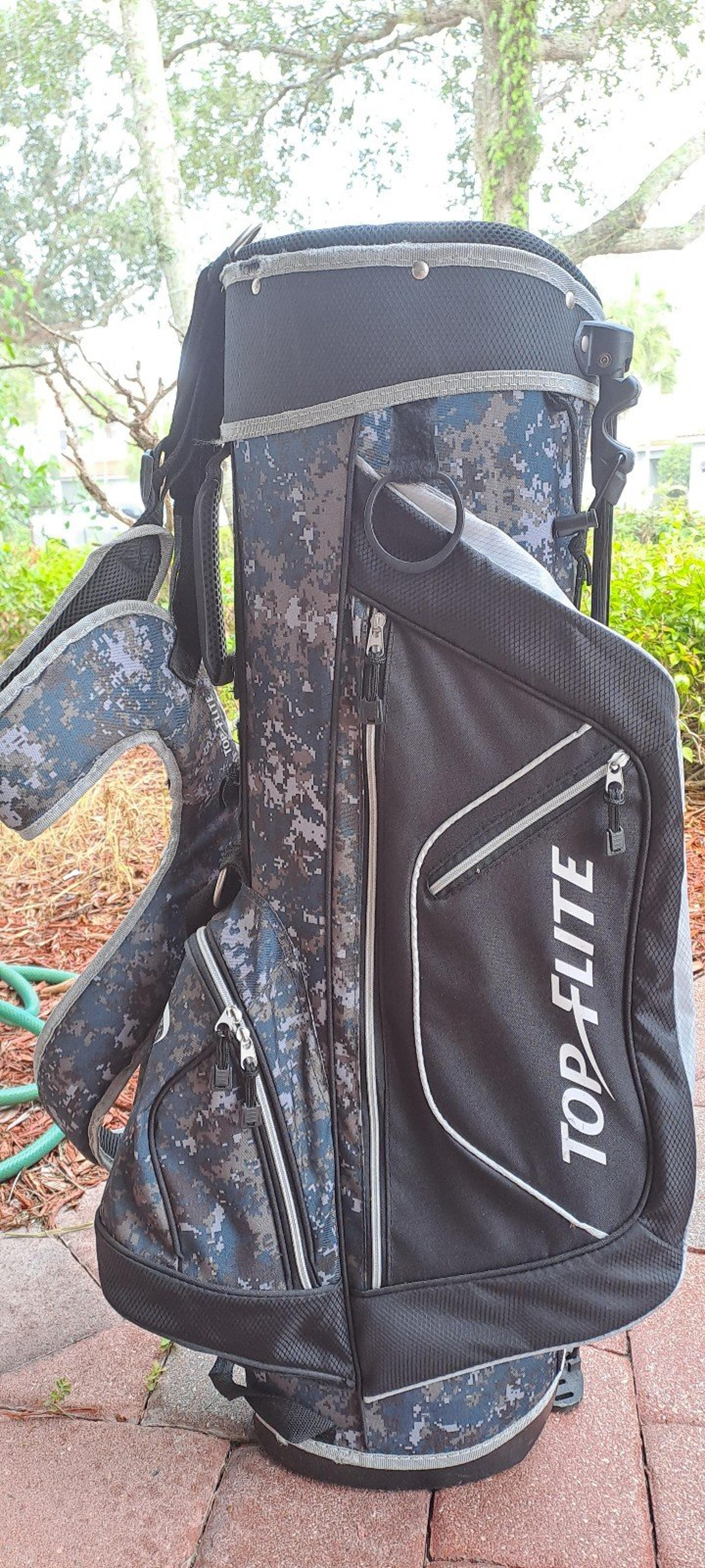 golf stand bag TOP FLITE black grey 6 div shoulder strap all zip work