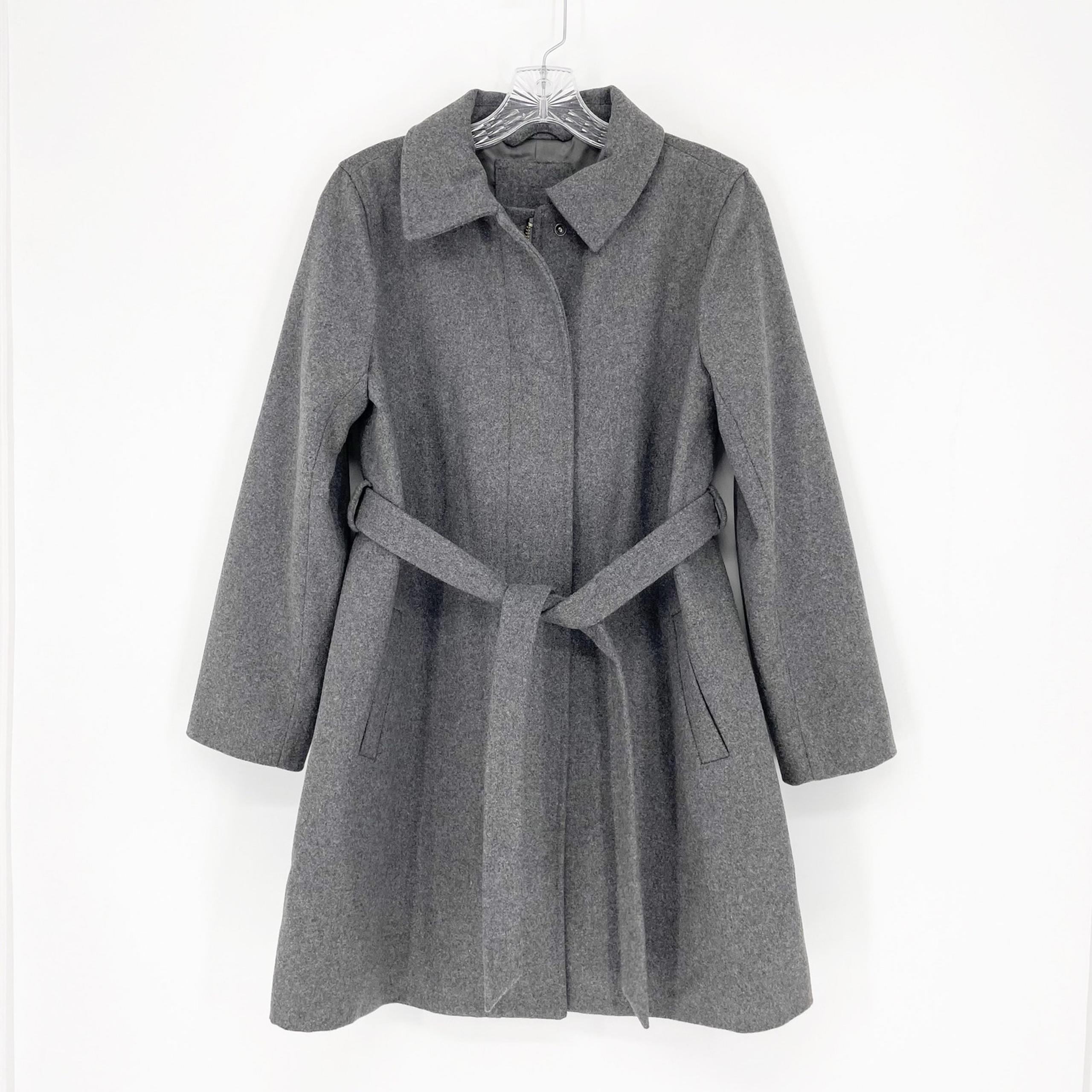 Boutique Tie Waist Gray Trench Coat Size Small