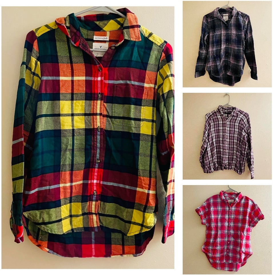 Women’s Flannel Shirt Bundle – Oversized, Soft, Button Down, Crinkle Fit