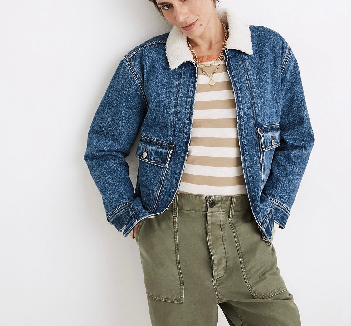 Madewell Sherpa-Lined Denim Zip Jacket