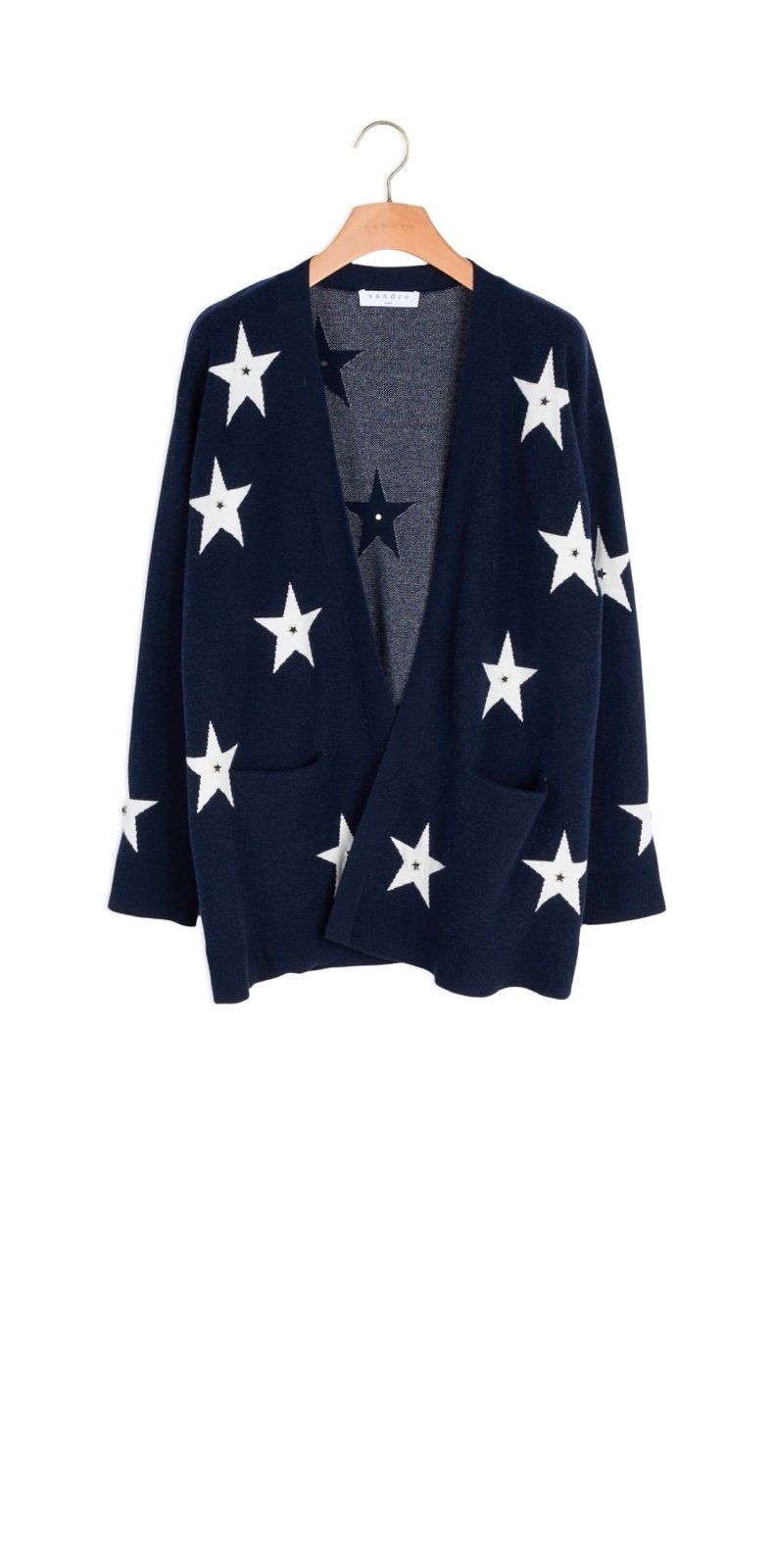 SANDRO Star Motif Blue Navy Cardigan, size 1