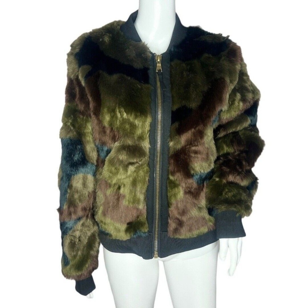 Anthropologie Marrakech Jacket Womens Small Green Brown Alyssa Camo Bomber