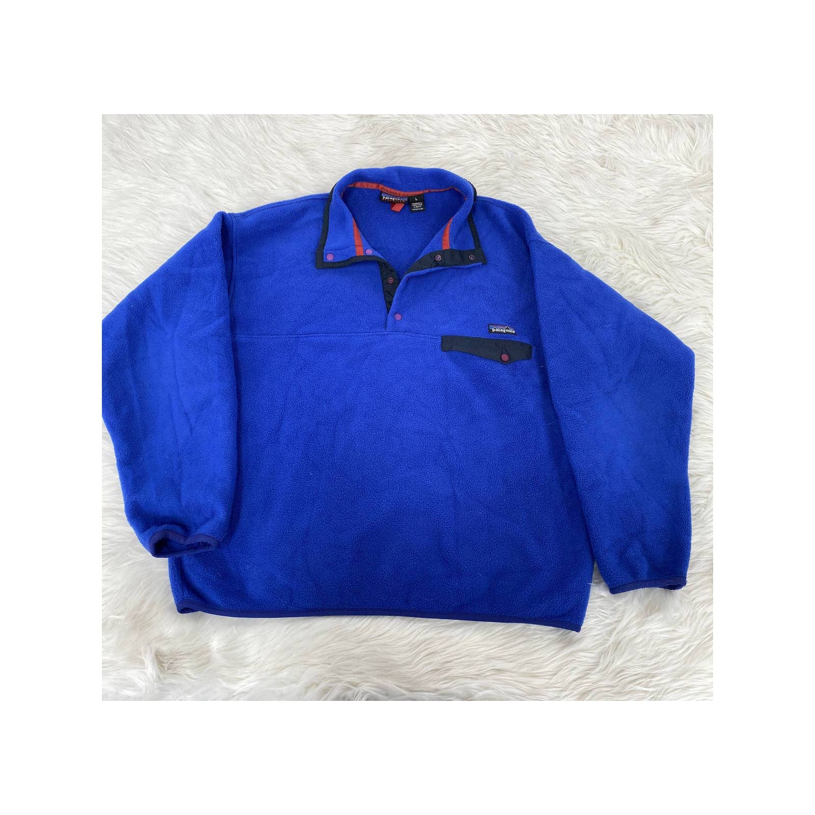 Vtg Patagonia Snap T Fleece Pullover Sweater 25450 Blue 90's Sz L