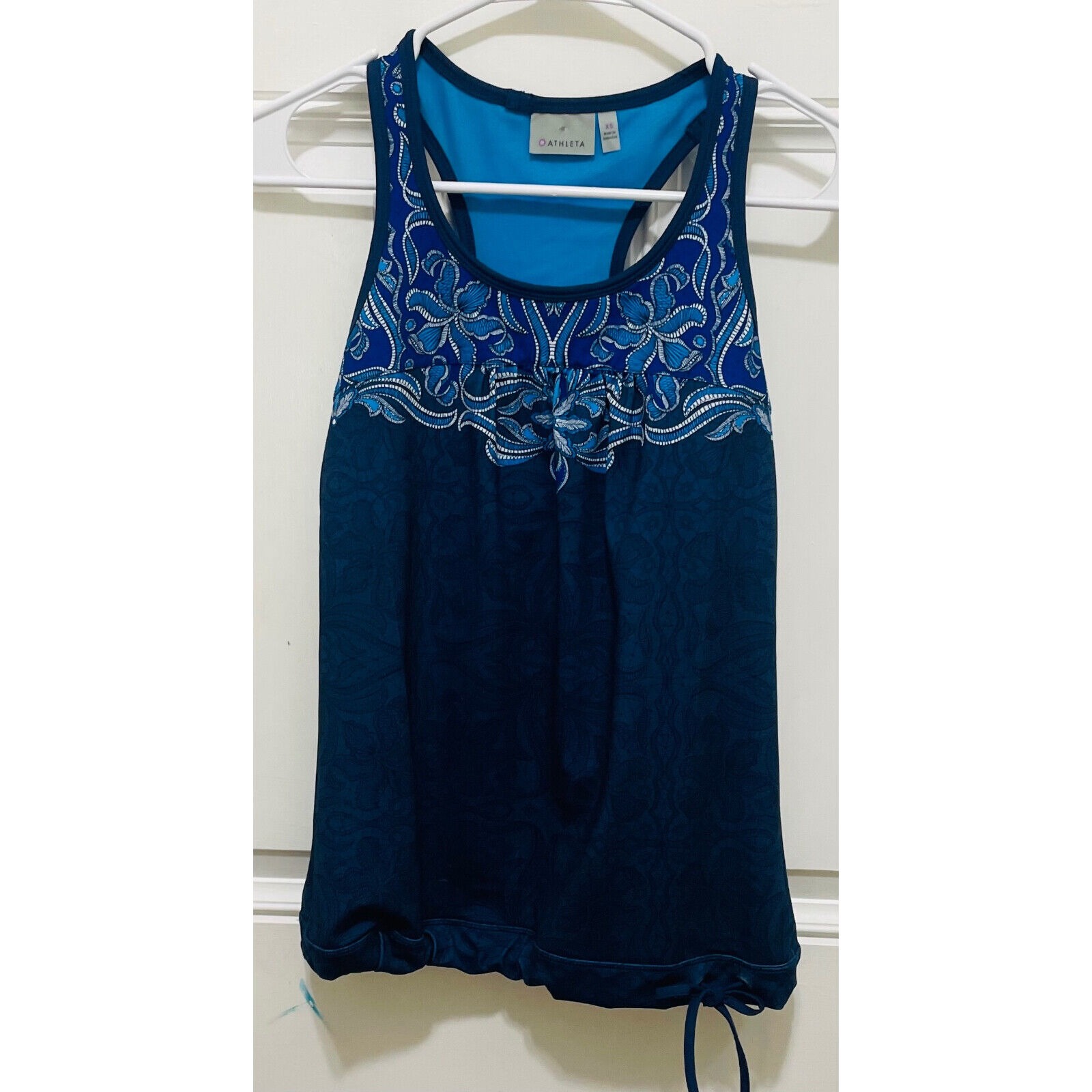 Athleta Bathing Suit Tank Top Racerback Power Sport Lycra Blue Print XS