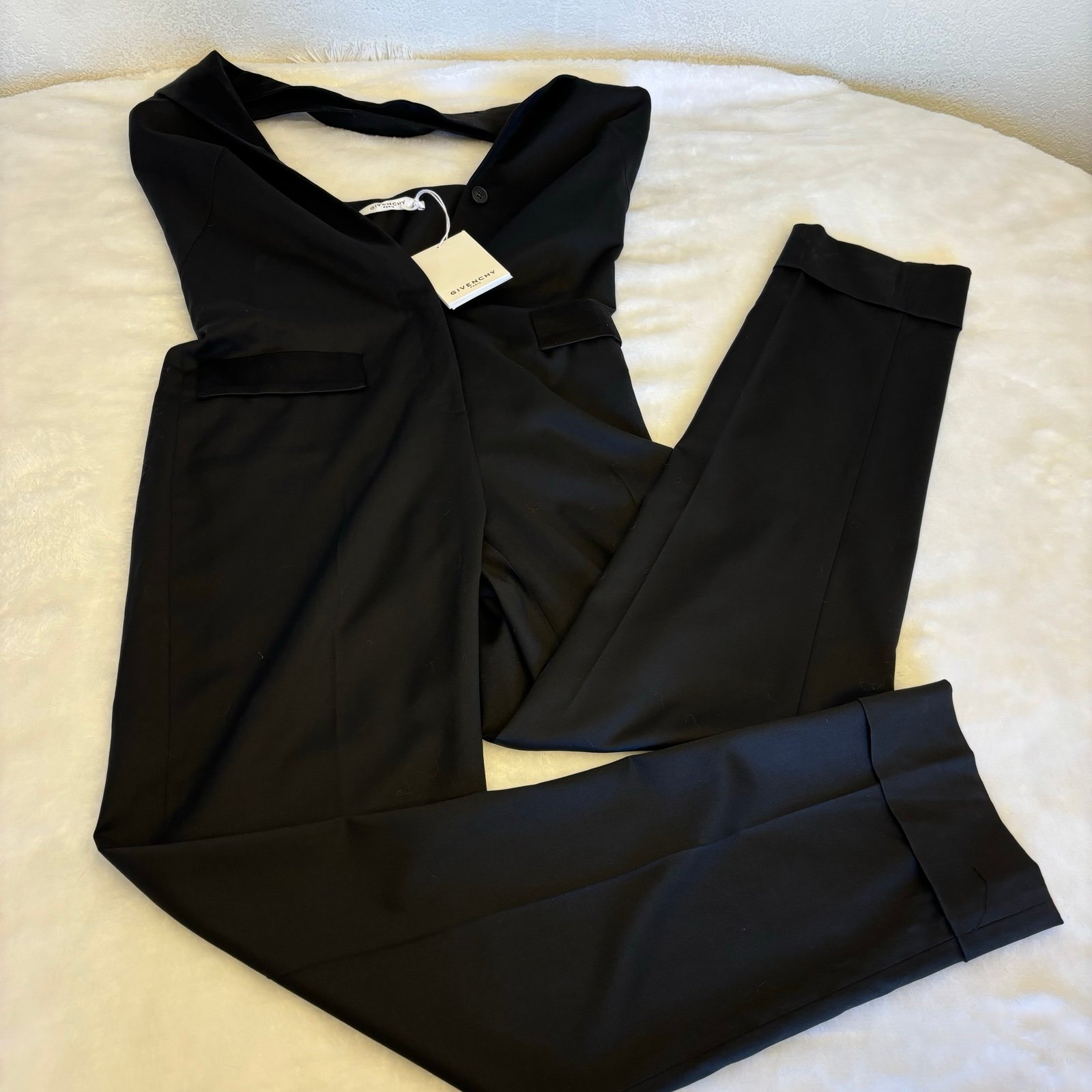 NEW Givenchy women’s one piece backless jumpsuit low v neck sz 40/ 8 US black
