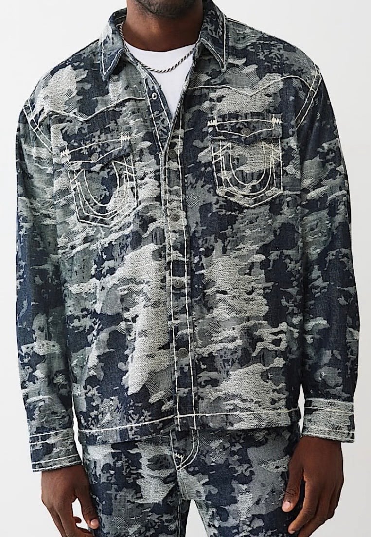 TRUE RELIGION JACQUARD SUPER T WESTERN SHIRT-L