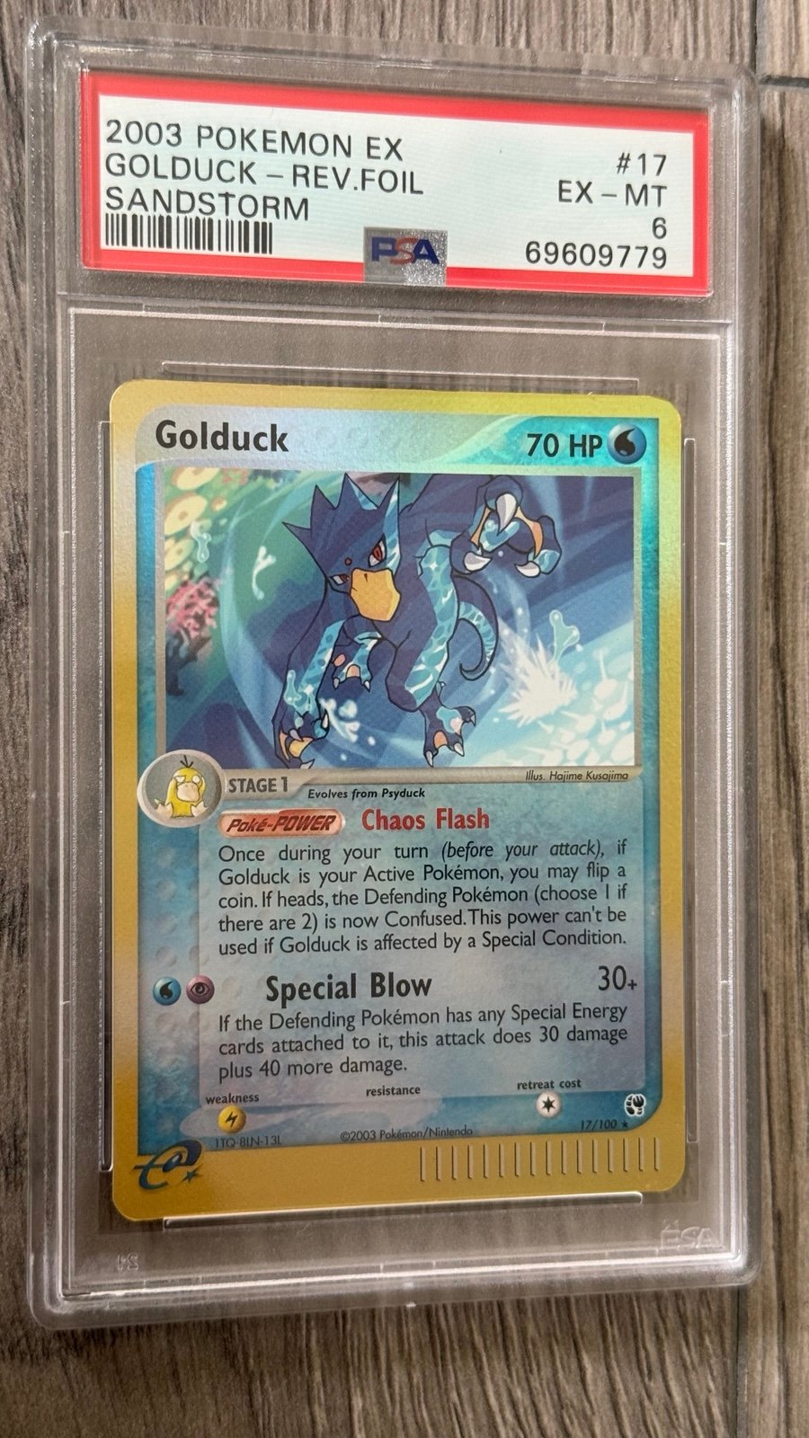 2003 Pokémon Sandstorm Golduck Rev.Foil PSA 6