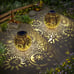 2 Pack Garden Solar Lights Design with Moon Sun Star Outdoor Decors Patio Hangin
