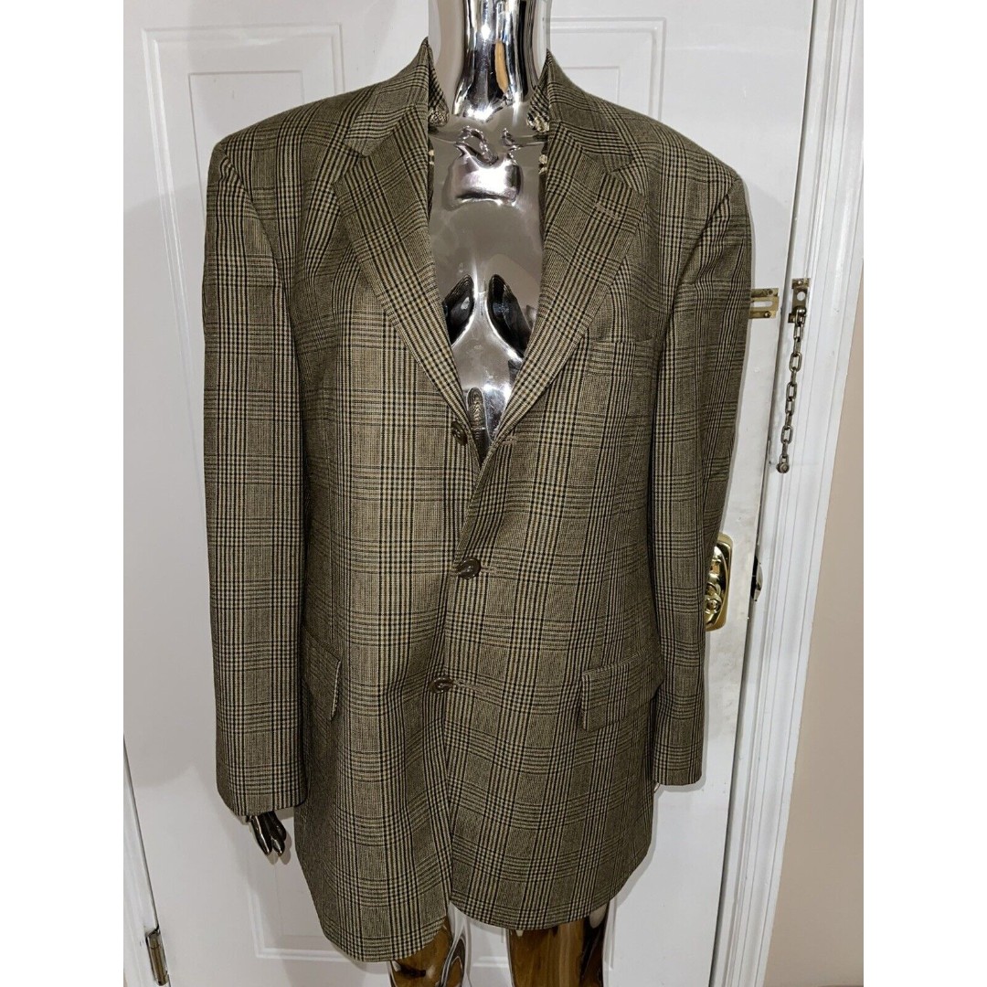 Pre Owned Plaid Brooks Brothers Beige Striped Suit Top Size 40 short