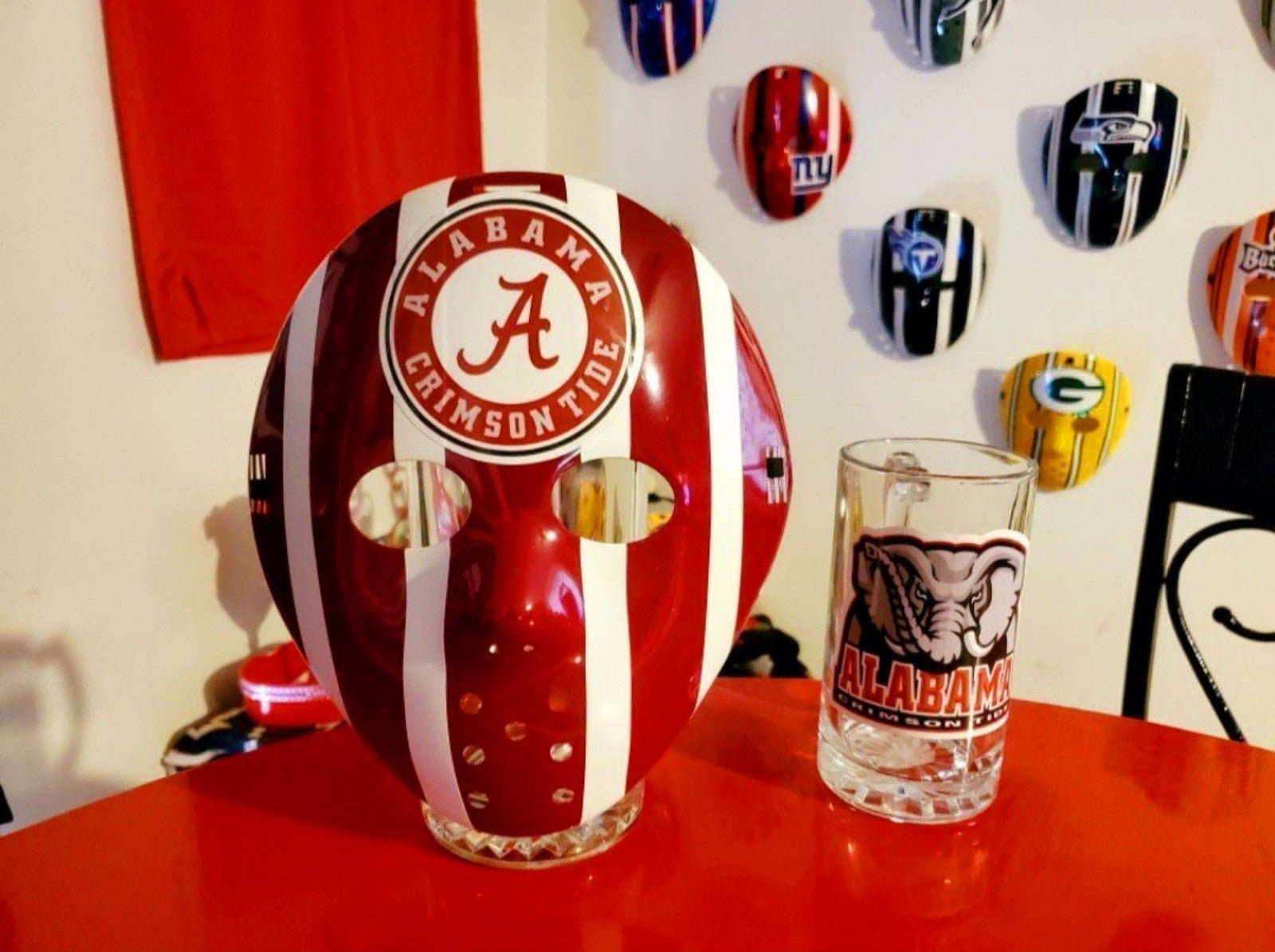 Alabama*Roll Tide Custom Hockey Mask + Mug Set 4 Ur Mancave/Tailgating & More