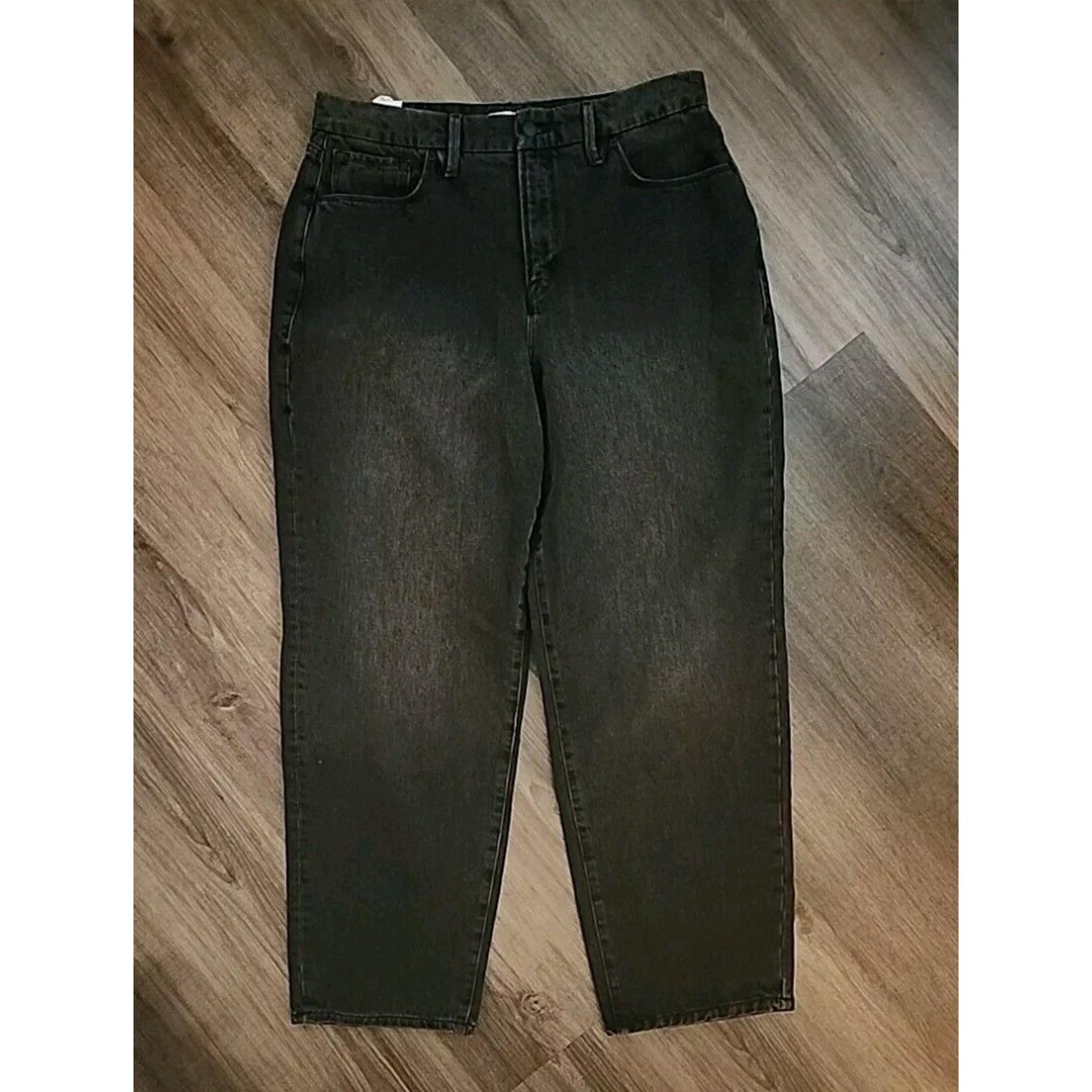 New Good American Womens Jeans Black Size 14/32 Boyfriend  Distressed New