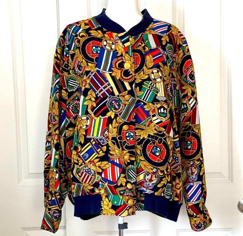 VTG Liz Claiborne Sailor Nautical Sailing Bomber Jacket Windbreaker Preppy XL 16