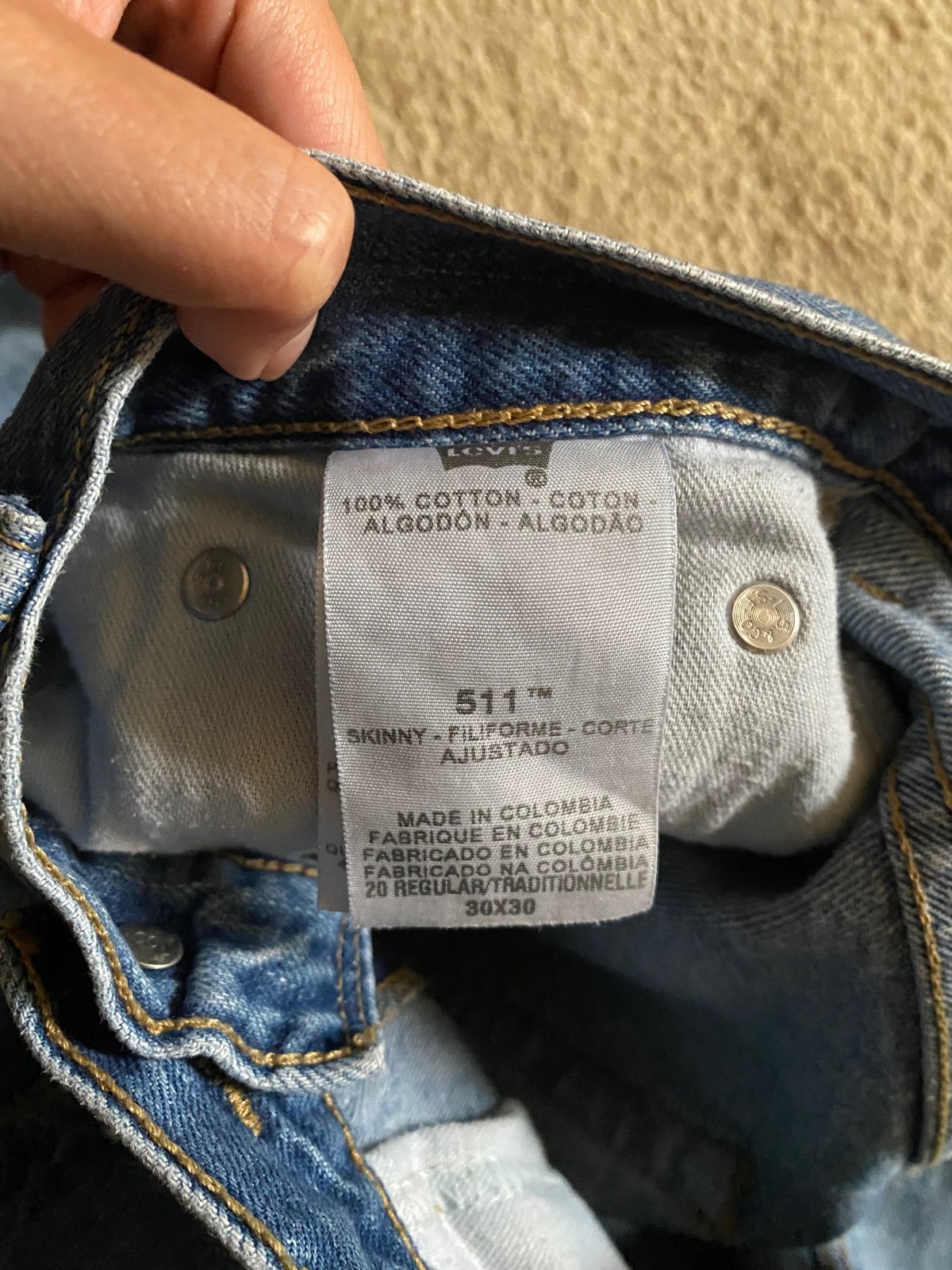 Vintage 1990s 511 Levi’s Skinny Jeans 30x30