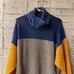 Free People Slouchy Oversized Color Block Sweater Yellow Blue Gray Large
