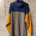 Free People Slouchy Oversized Color Block Sweater Yellow Blue Gray Large