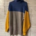 Free People Slouchy Oversized Color Block Sweater Yellow Blue Gray Large