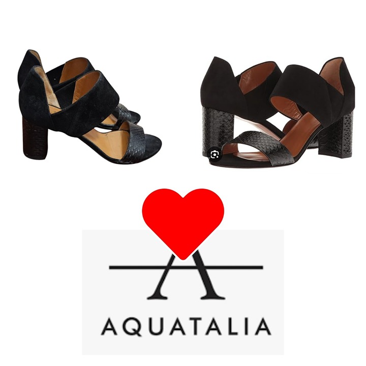 Aquatalia Suzanne Sneak print and Suede Black open toe shoes Size 6.5