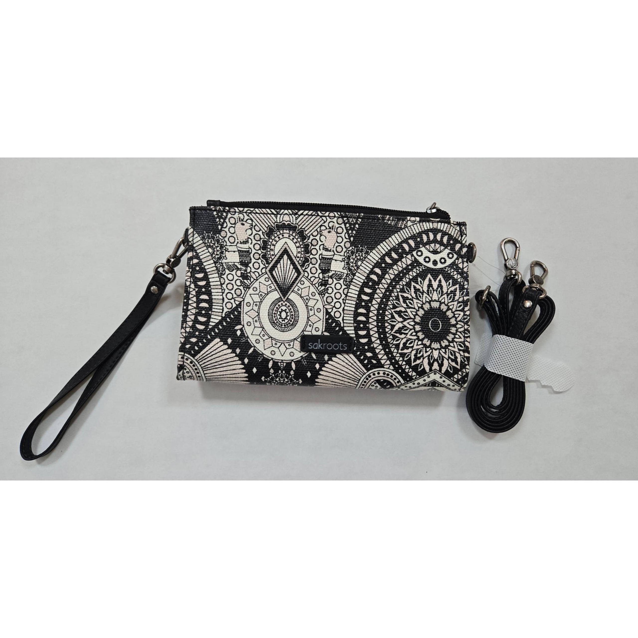 NWOT Sakroots Artist Circle Black White Wanderlust Smartphone Crossbody Purse