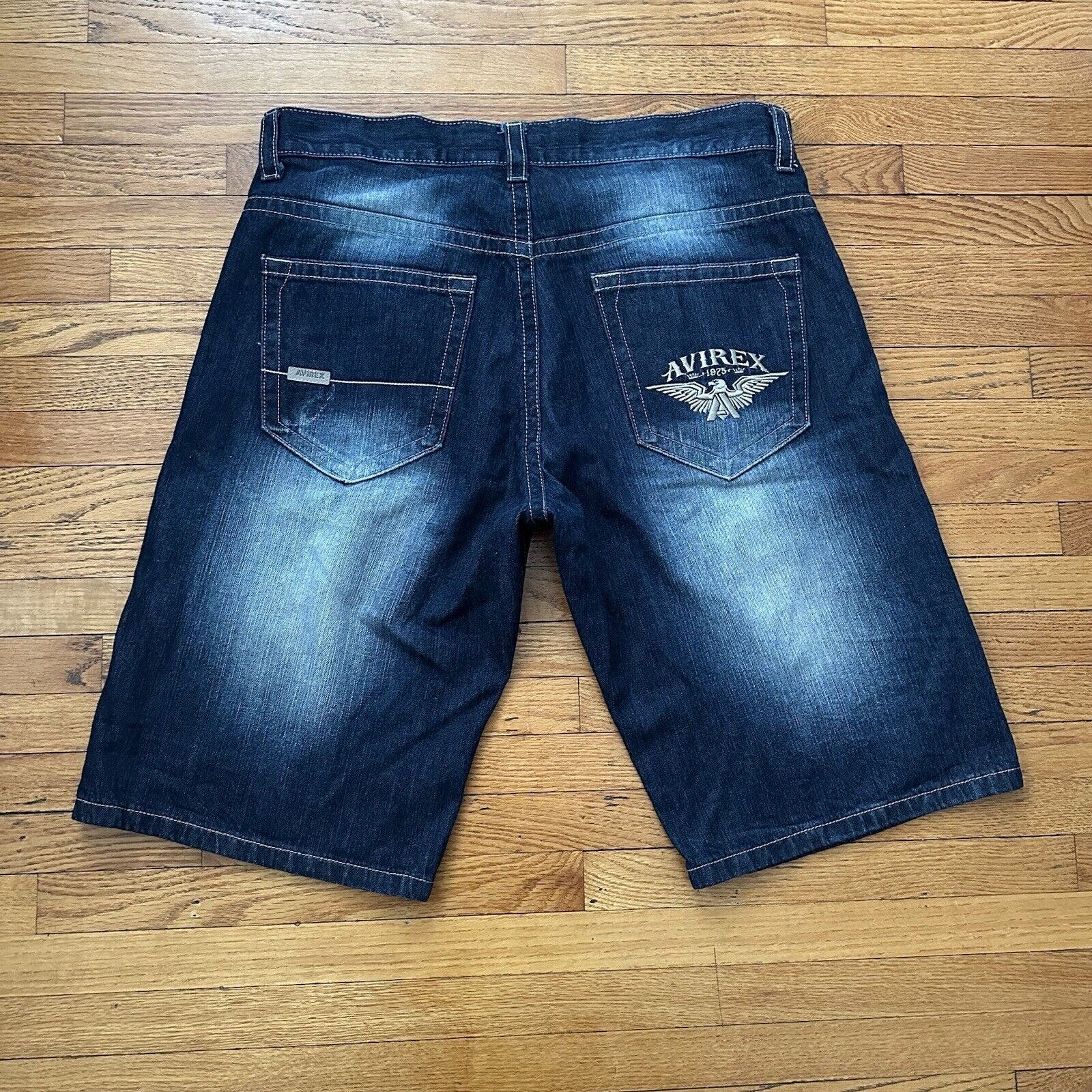 Vintage Y2K Avirex Faded Baggy Denim Shorts Jorts Size 38 Men Skate