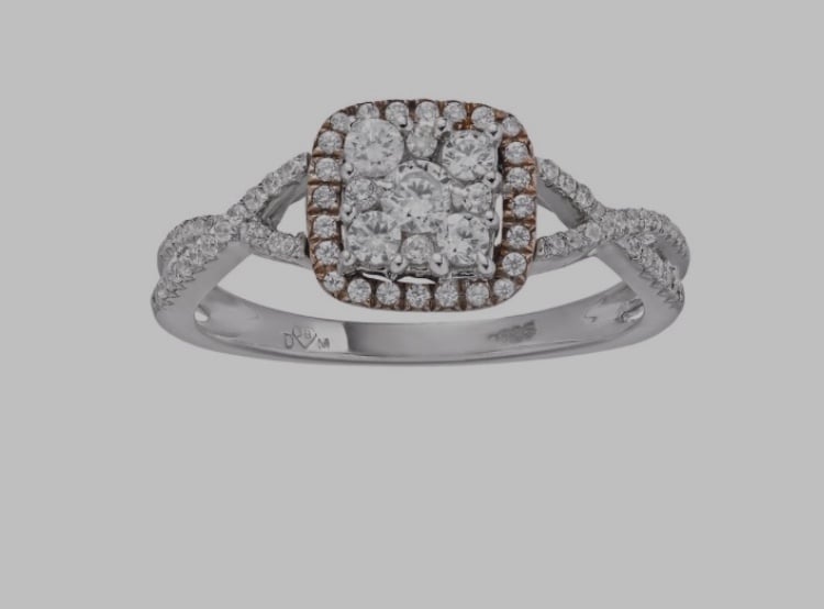 1/2 Carat T.W. Diamond 10k White Gold & 10k Rose Gold Diamond Halo ring