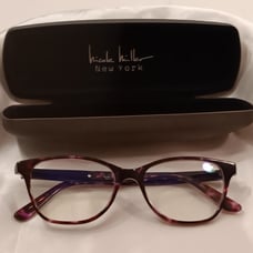 Retired Nicole Miller New York Franklin Purple Tort Eyeglasses 50-16-138 & Case