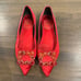 ROGER VIVIER Flower Strass Buckle flats - Red