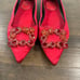 ROGER VIVIER Flower Strass Buckle flats - Red