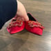 ROGER VIVIER Flower Strass Buckle flats - Red