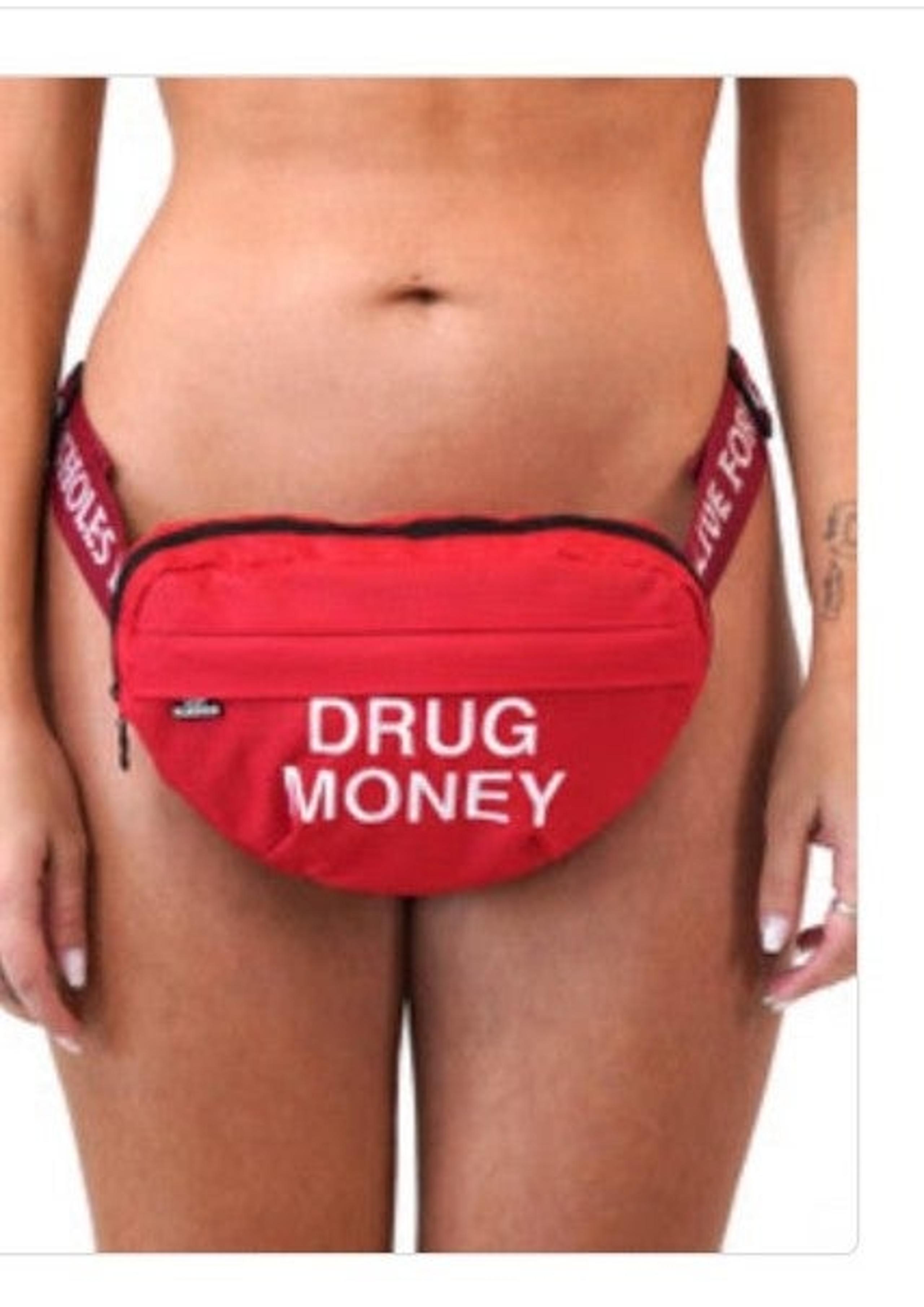 A$$holes live forever fanny pack drug money red white embroidered trendy unisex