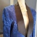 Men’s Slim Fit Blue Paisley Tuxedo Suit Jacket Shawl Lapel Wedding Size 34 NWT