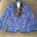 Men’s Slim Fit Blue Paisley Tuxedo Suit Jacket Shawl Lapel Wedding Size 34 NWT