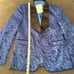 Men’s Slim Fit Blue Paisley Tuxedo Suit Jacket Shawl Lapel Wedding Size 34 NWT