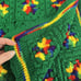Vintage Rainbow Granny Square Thick Afghan Blanket Crochet 59 x 47 Roseanne