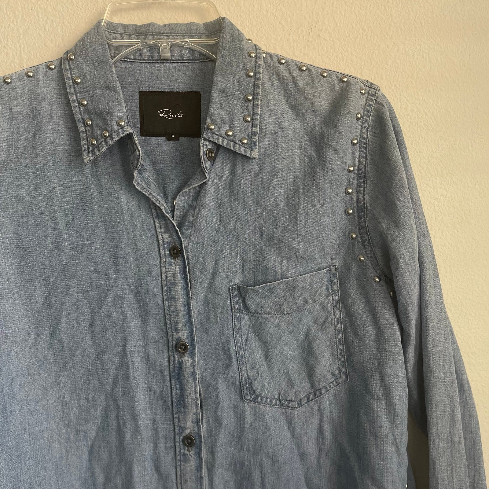 Rails Metal Studs Button Down Long Sleeve Shirt