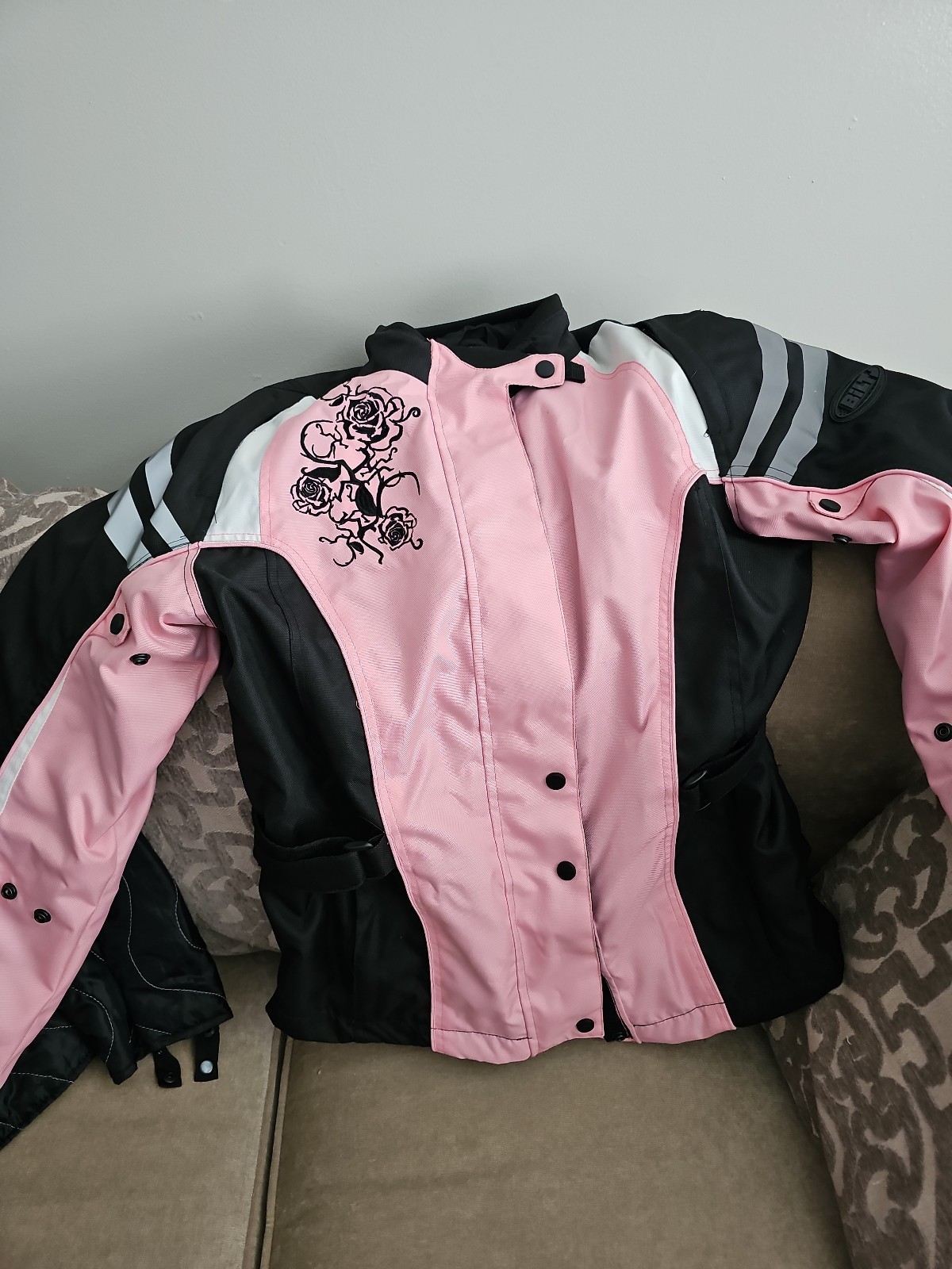 Women's Pink Rose Bilt Motorcycle Padded Jacket with linner
