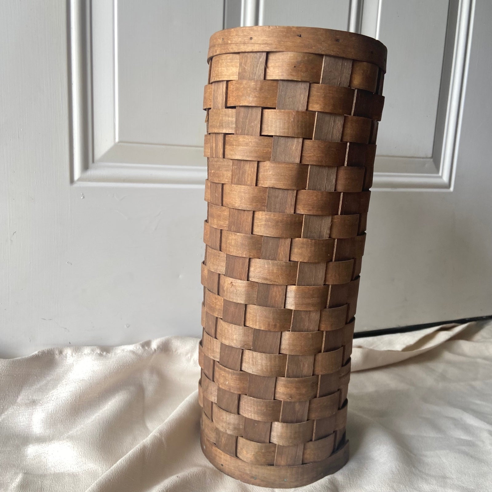 Cylinder Wicker Rattan Woven Floor Vase Sturdy Storage Decor Basket