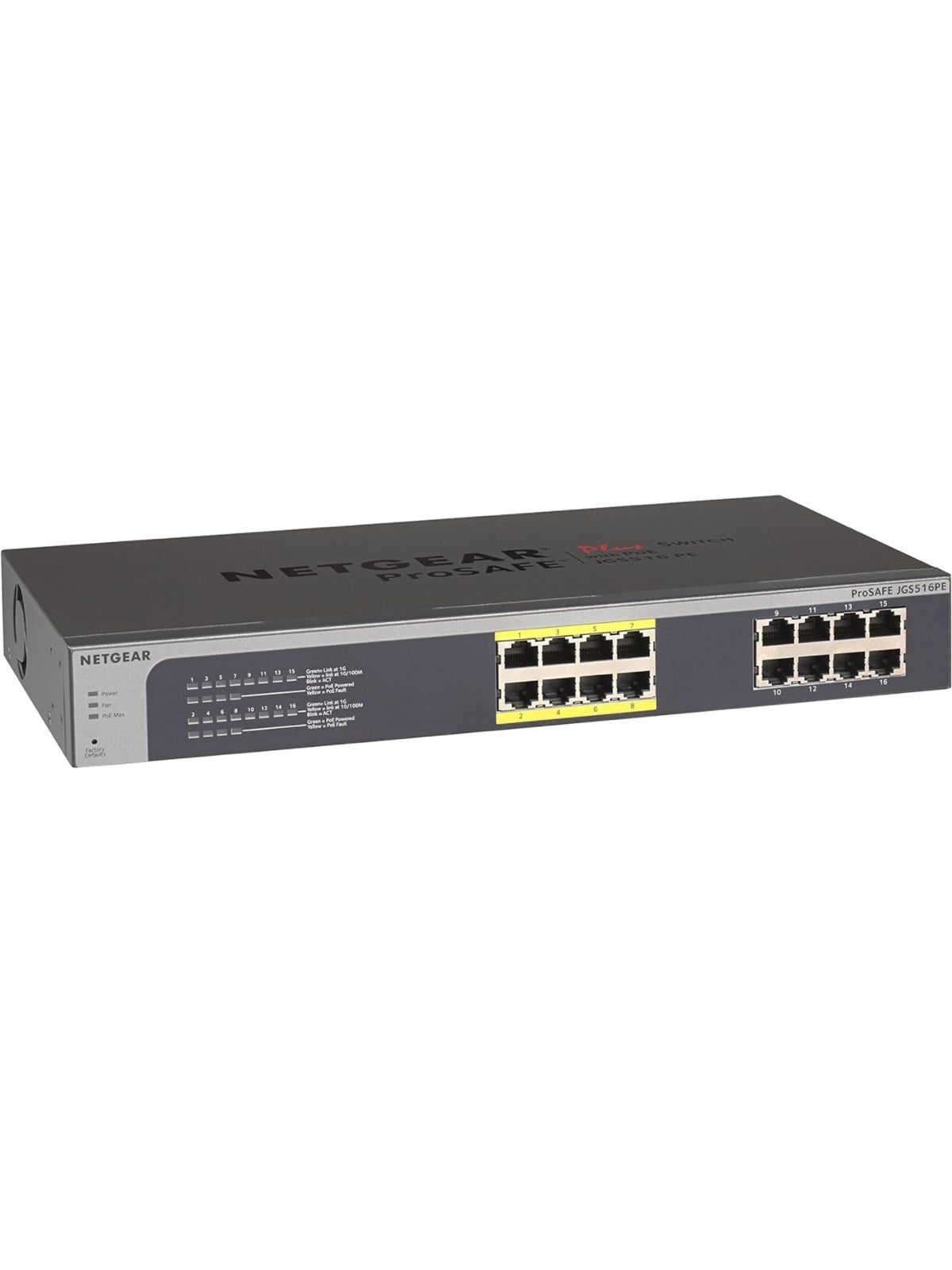 NETGEAR JGS516PE Smart Managed Plus Power over Ethernet (PoE) Switch