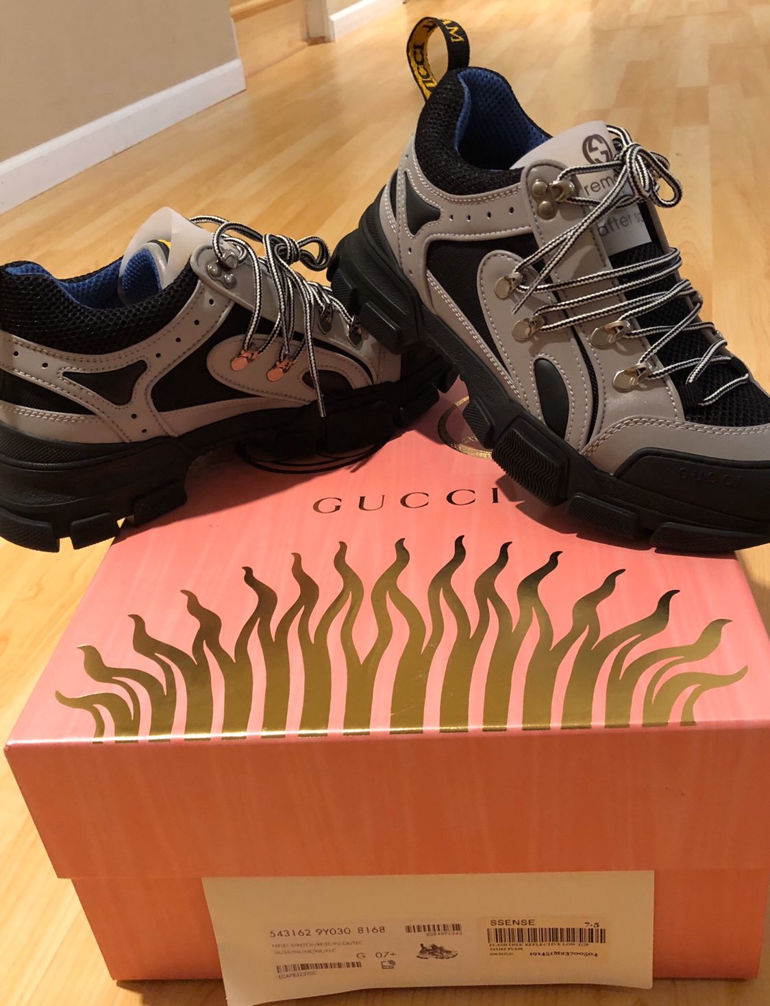Gucci grey-black reflective flash trek s