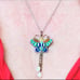 Vintage Silver Enamel Butterfly Necklace