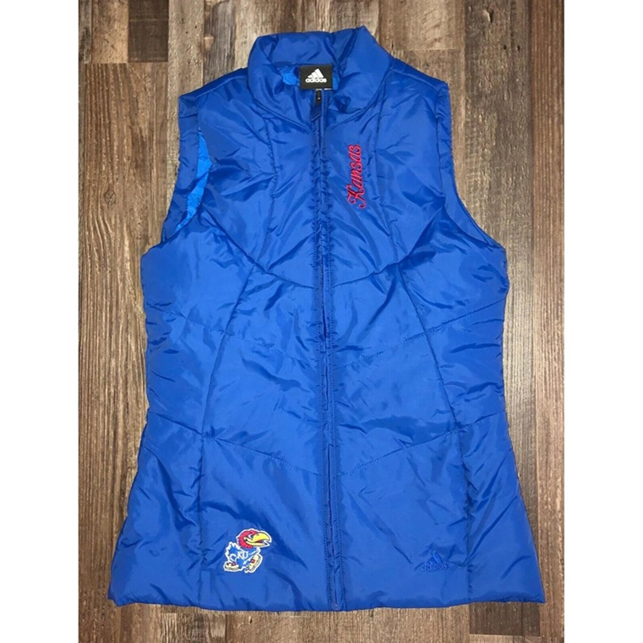 Adidas Womens Size Small Blue Kansas Jayhawks Zip Front Sleeveless Vest