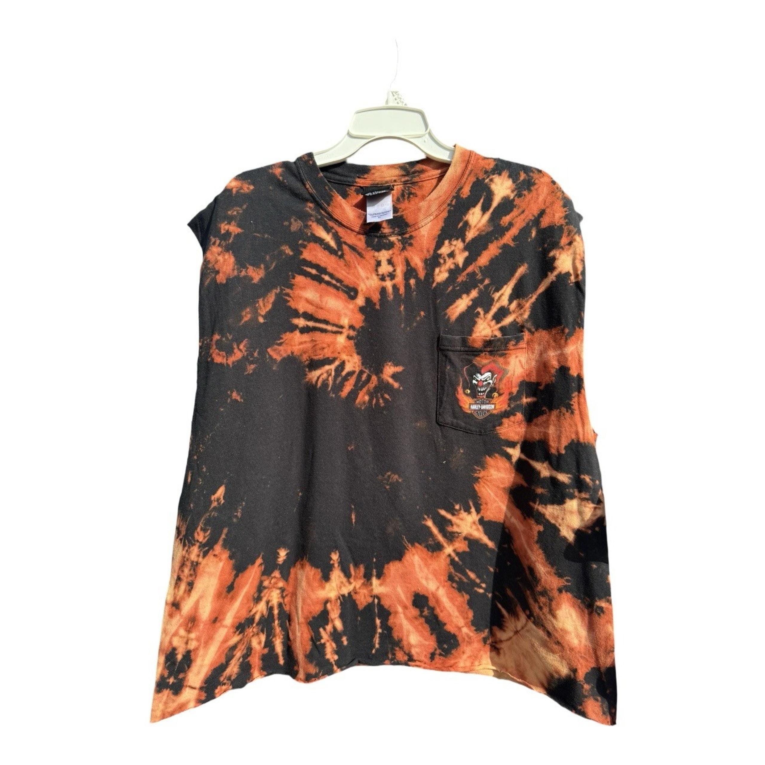 Harley Davidson Upcycled Bleach Dye Muscle Tank Top Tshirt Tee Men Xl Edgy Biker