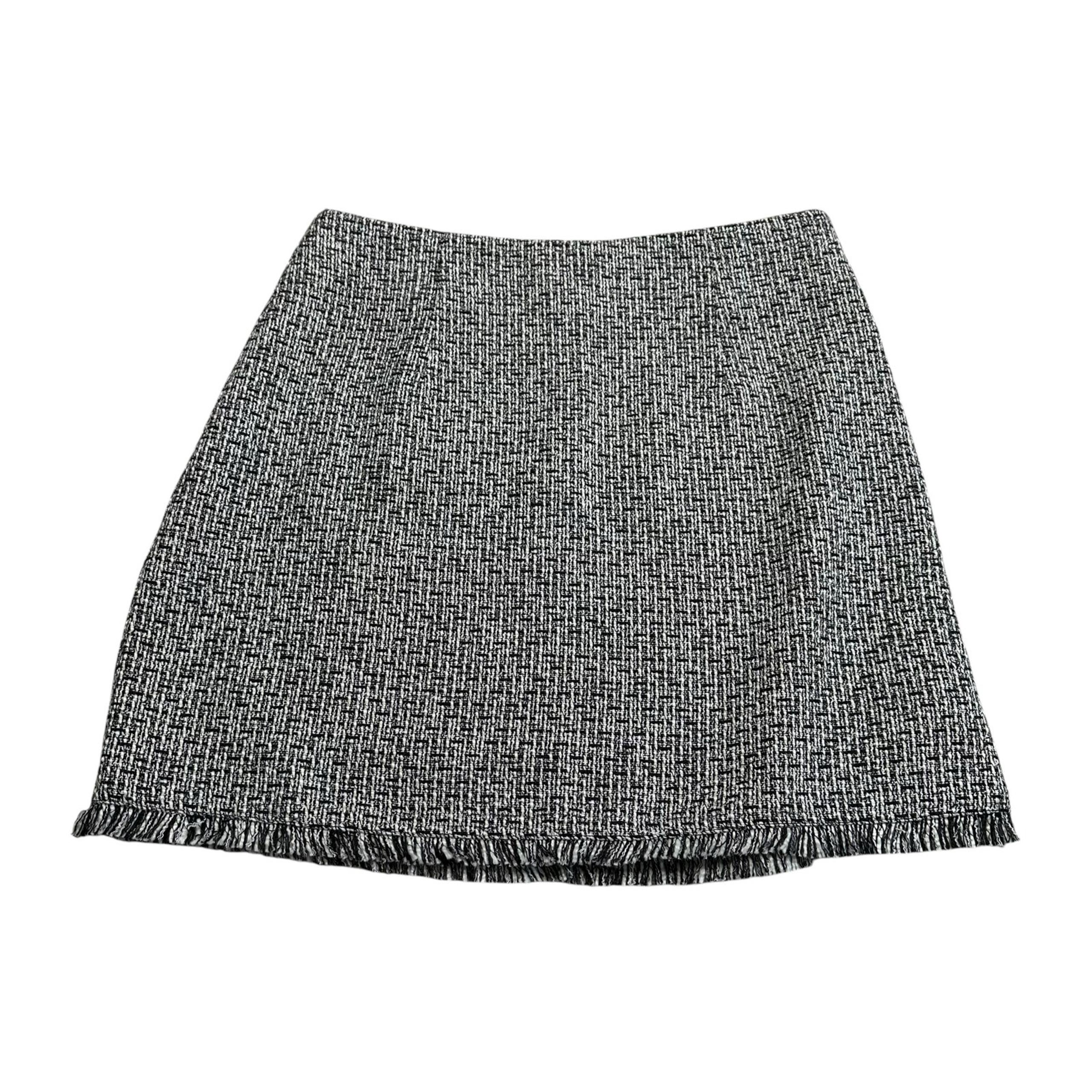 MINKPINK Black White Tweed Pencil Mini Skirt Women's Size Medium NWT