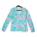 Lilly Pulitzer PJ Top Button Front Knit Floral Pattern Size Large Long Sleeve