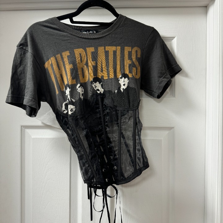 I am Koko LA the Beatles reworked vintage t-shirt waist corset size Large