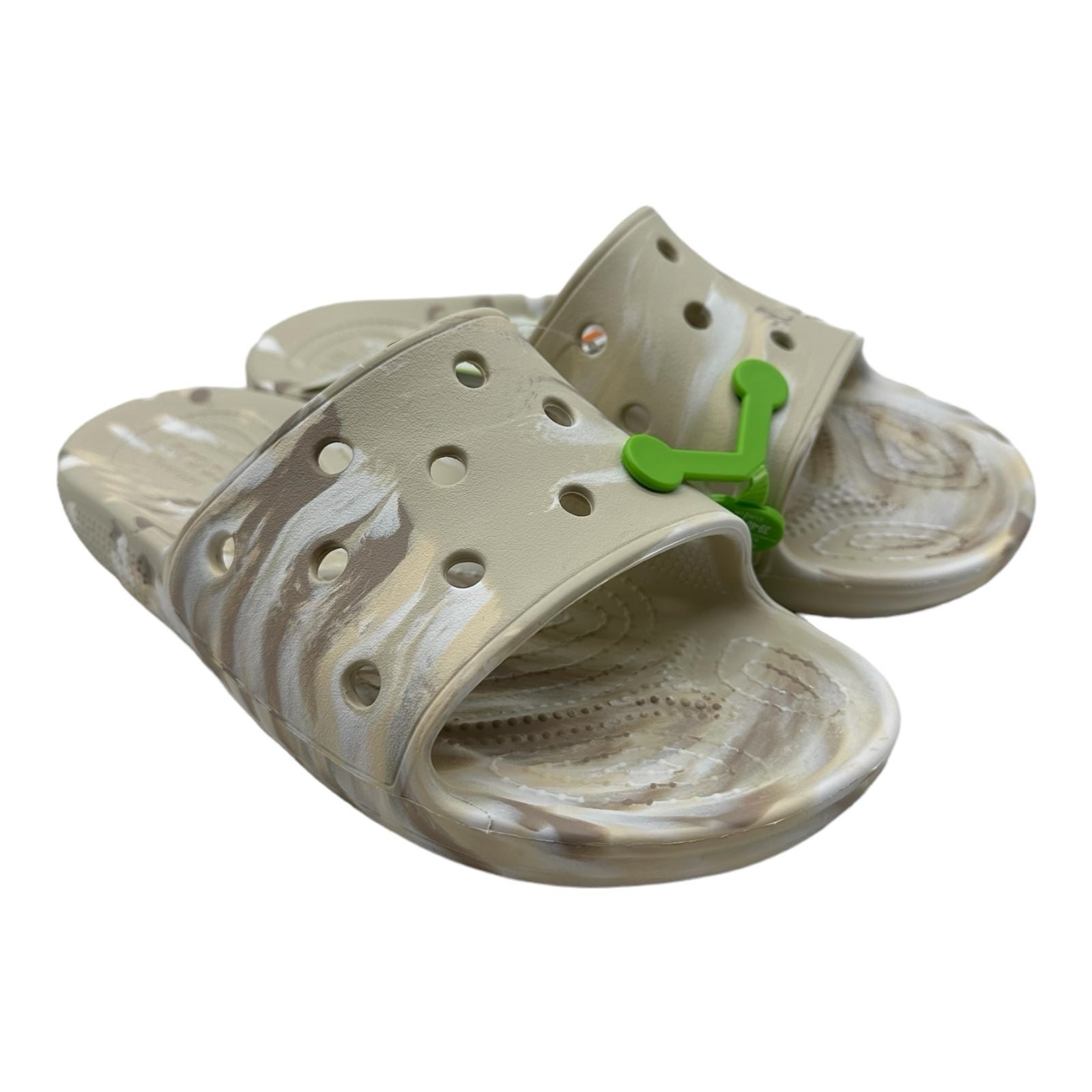 Classic Crocs Marbled Slide Sandals Beige White 206879-2Y3 Sz Men's 6 Women's 8