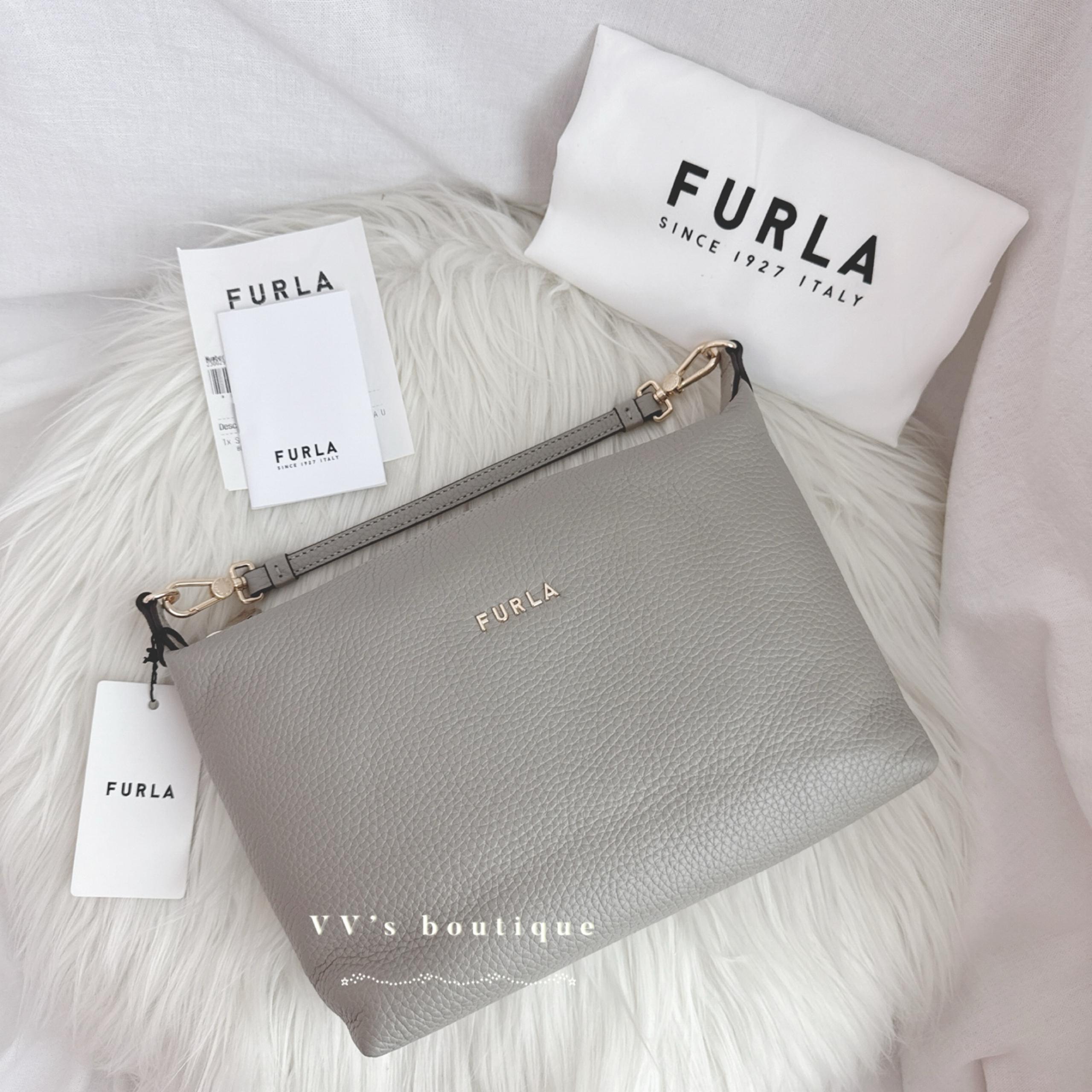 NWT Furla Sophie Leather XL Shoulder Bag Marmo Grey SOLD OUT