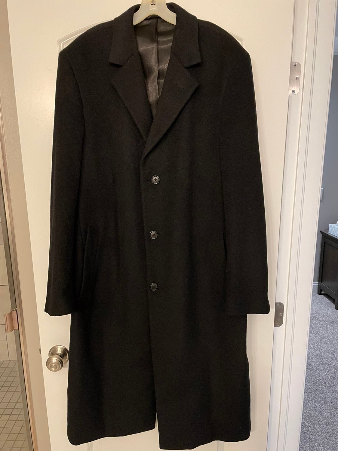 Men's Stafford Black Long Dress Coat