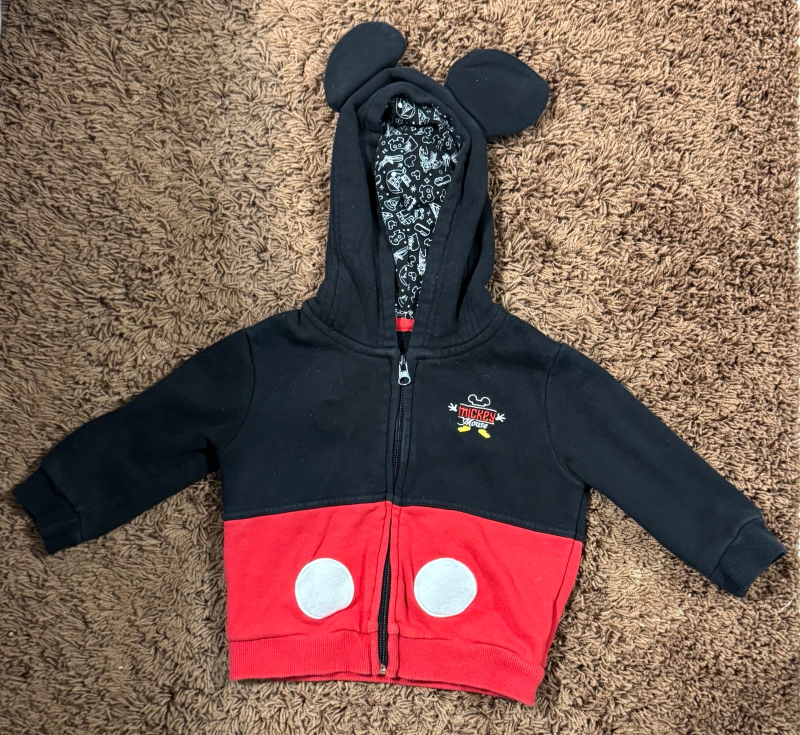 Disney Parks Mickey Mouse Ears Zip-Up Hoodie Jacket - Toddler - Size: 24 Months